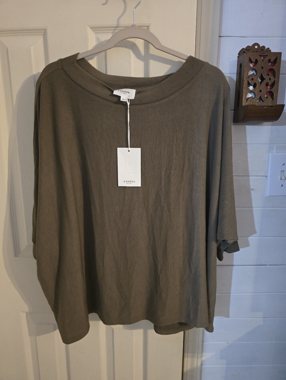 Andree Olive Relaxed Short Sleeve Crewneck Top